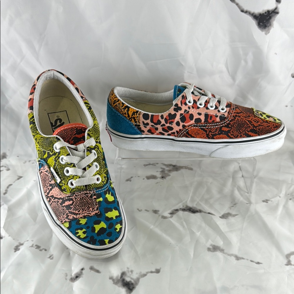 Vans Era Patchwork Sneakers Animal Print Leopard Snakeskin Canvas Leather Skate
